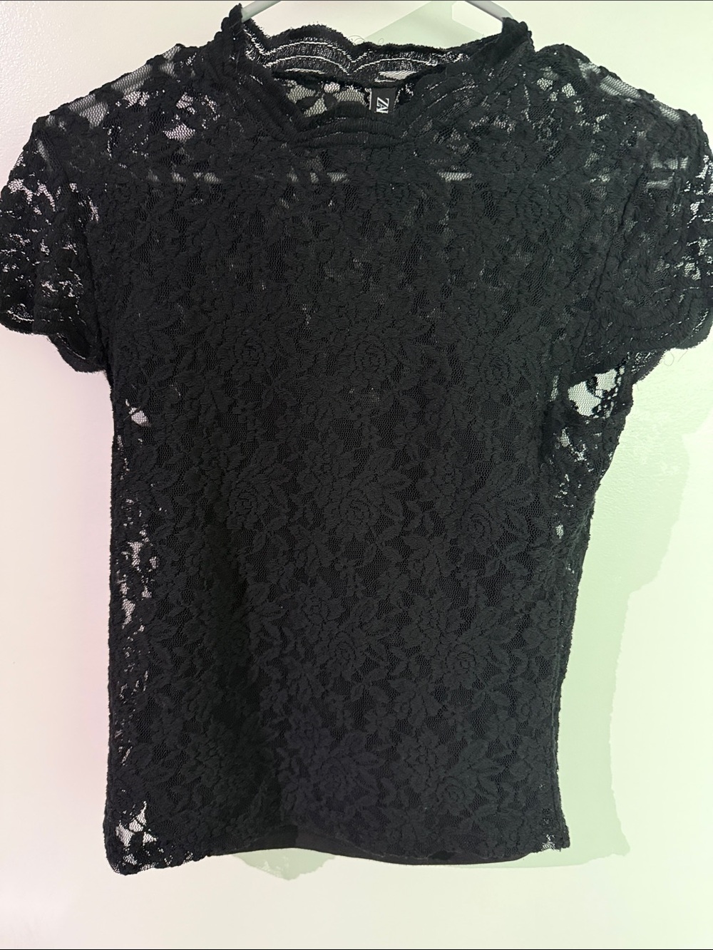 Zara Black Lace Short Sleeve Top